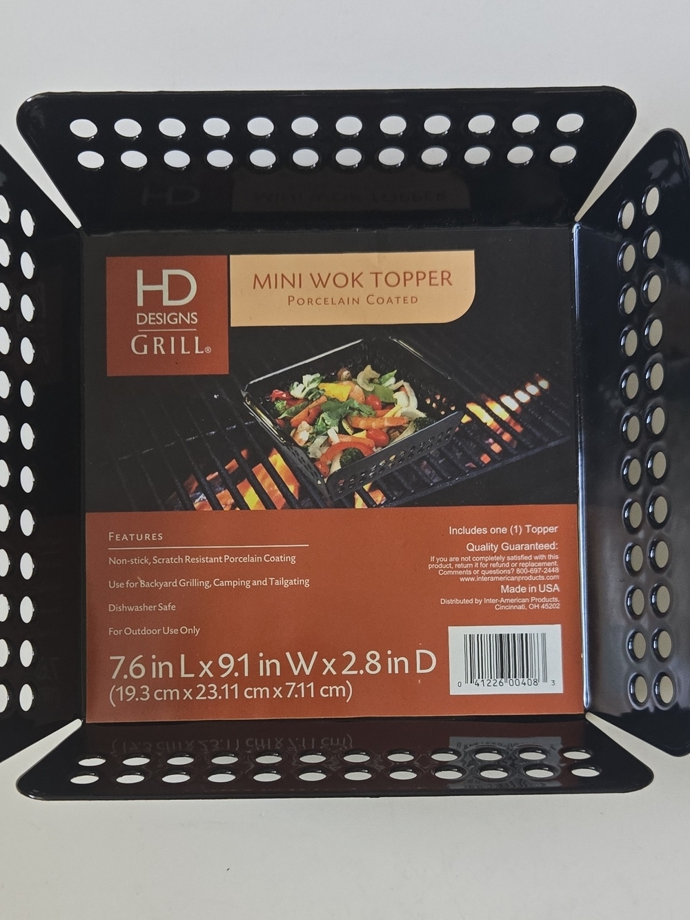 HD Designs Grill Porcelain-Coated Mini Wok Topper - Black